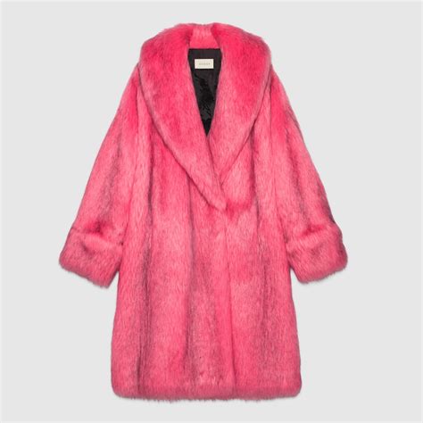 gucci faux fur coat pink